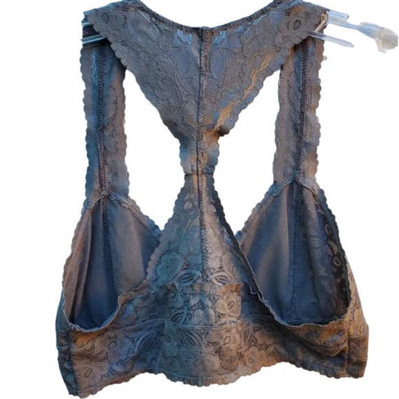 Intimately Free People Galloon Lace Racerback Bralette Floral Wireless V-neck L - Picture 5 of 14